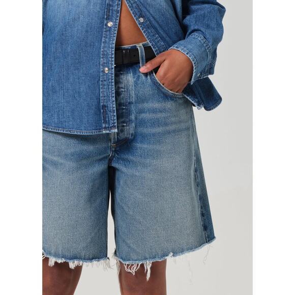 Citizen’s of Humanity Ayla Raw Hem Jean Shorts Cut-Off Babylonia Blue 23 - Picture 8 of 8